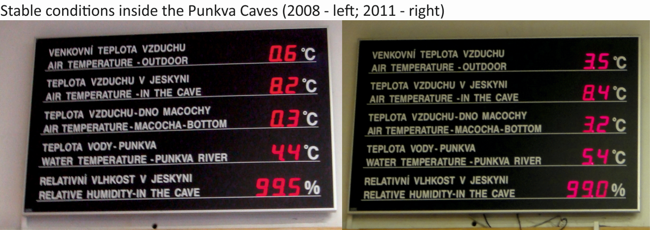 Information boards at the entrance to the Punkva Caves 